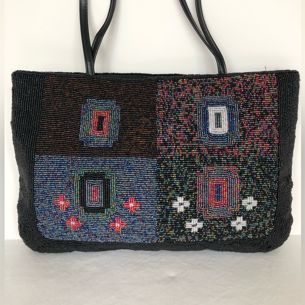 Y & S Original Beaded Shoulder bag Like New Vintage Black and Iridescent beads